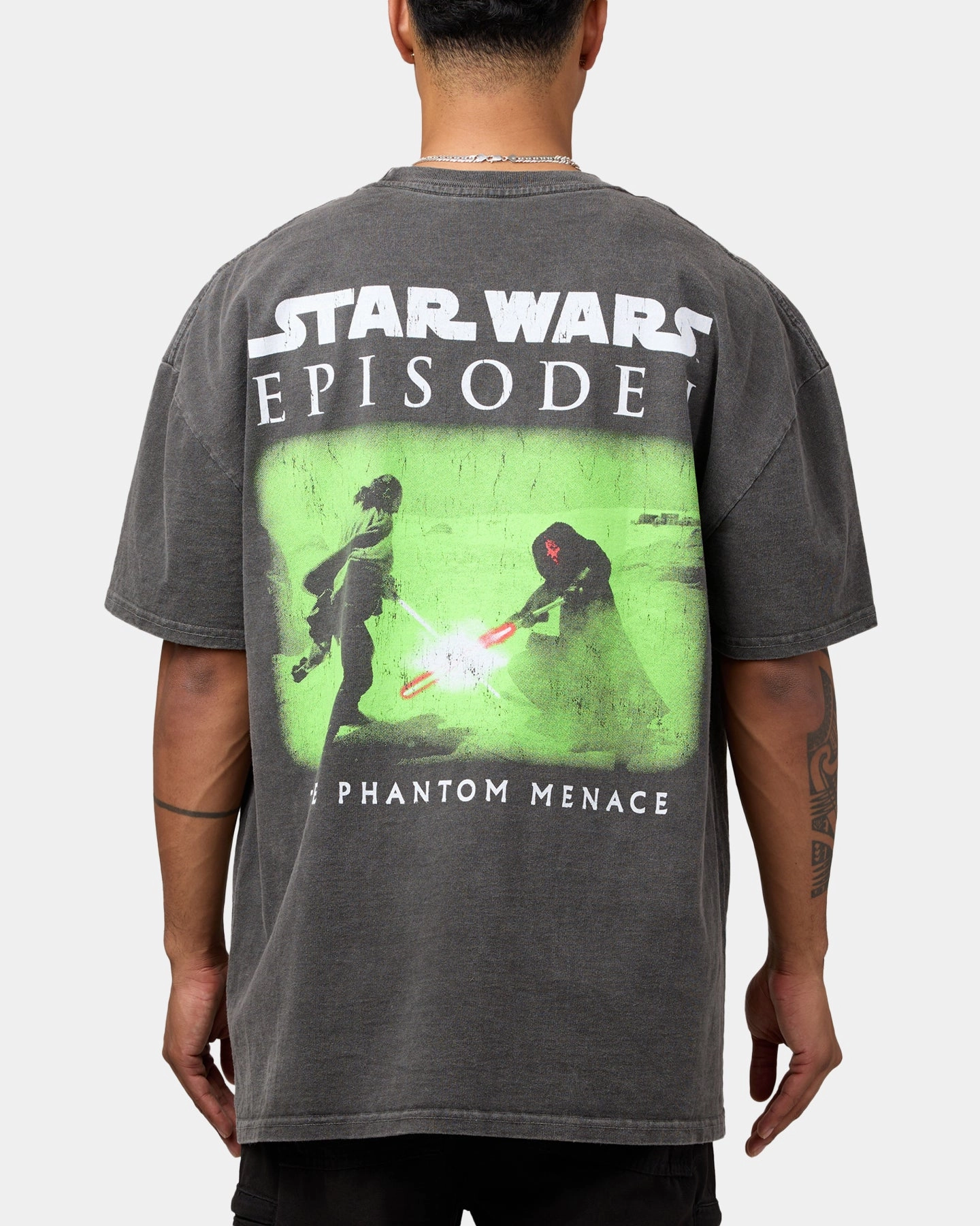 Star Wars Qui Gon Jinn Heavyweight T-Shirt Black Wash Fashion Layering Classic Wearable