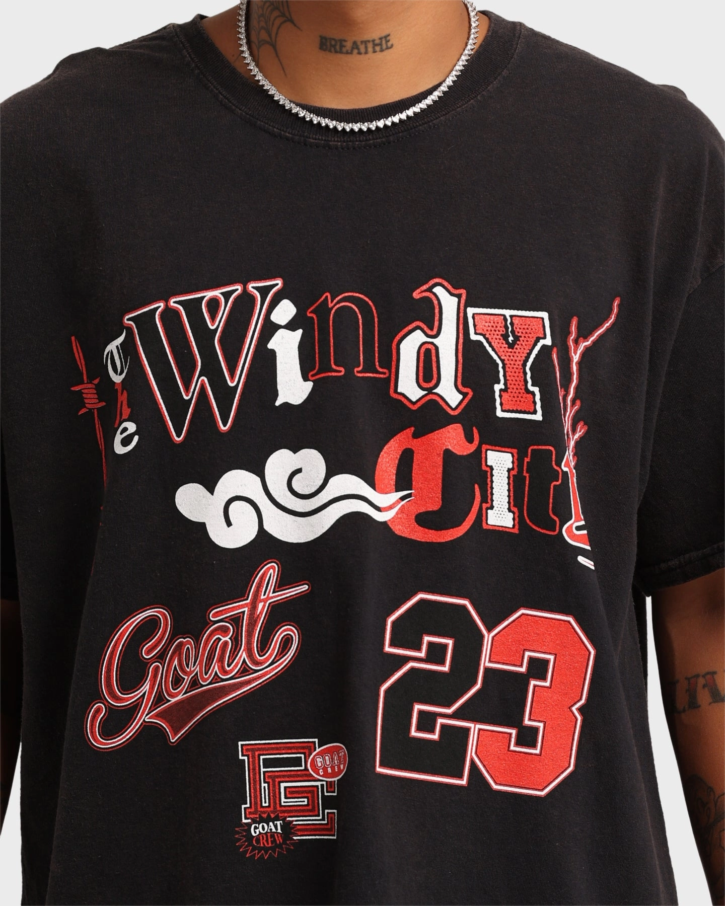 Goat Crew Windy City Vintage T-Shirt Black Wash Long sleeved warmth Relaxed fit style