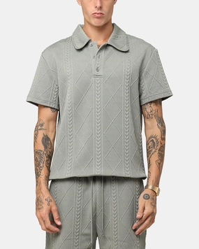 XXIII Danny Knit Polo Shirt Olive Fashion Forward Striped Design