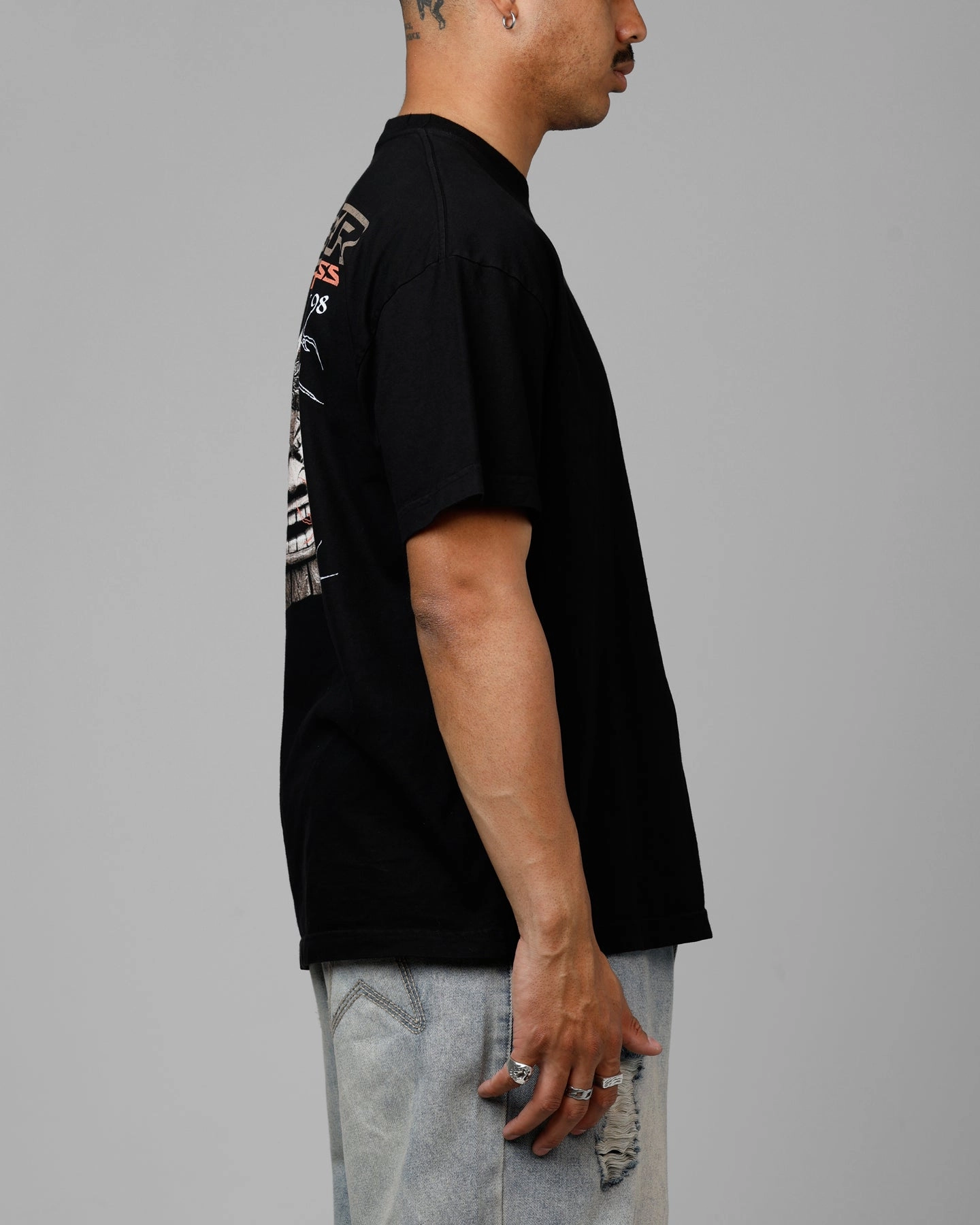 Loiter Summer Motocross Vintage T-Shirt Black Lightweight Wear Wrinkle Resistant Cloth