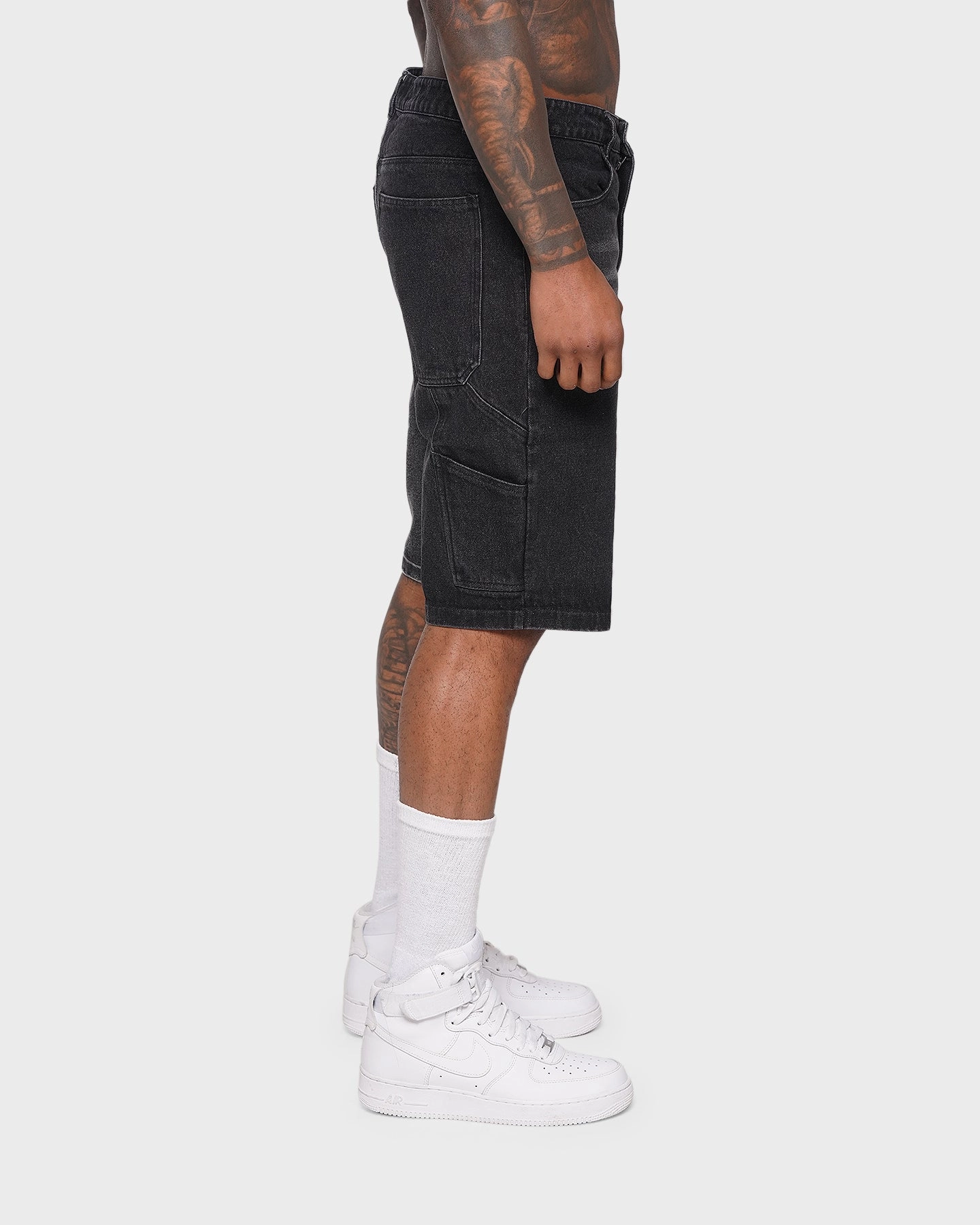 Reflective accents Bonded Seam Technology XXIII Ricardo Two Tone Denim Shorts Black