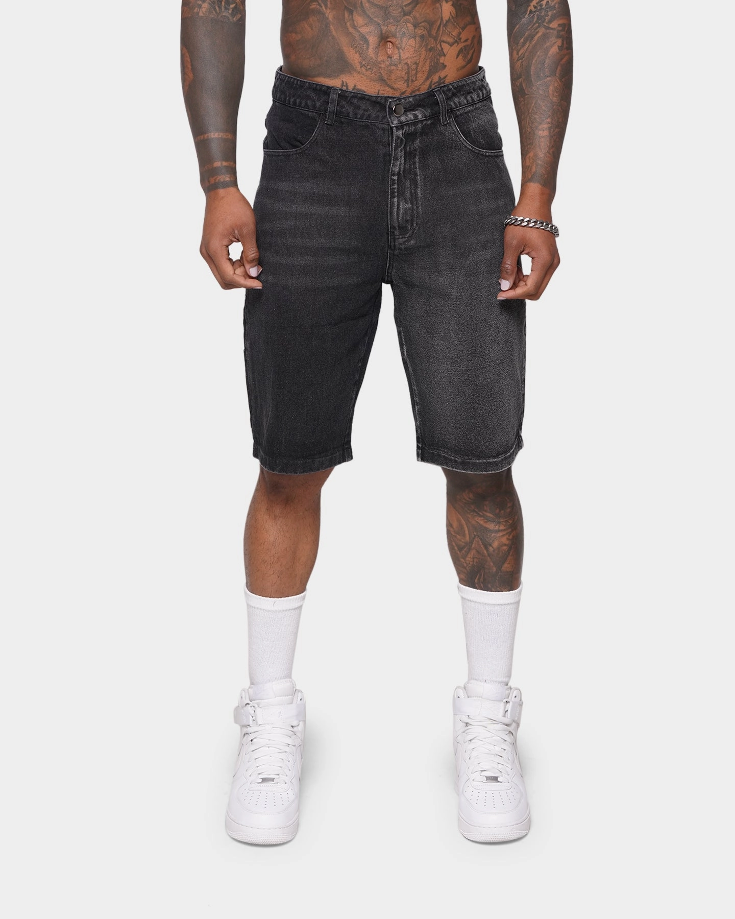 XXIII Ricardo Two Tone Denim Shorts Black Snag Free Material Quick Access Pockets