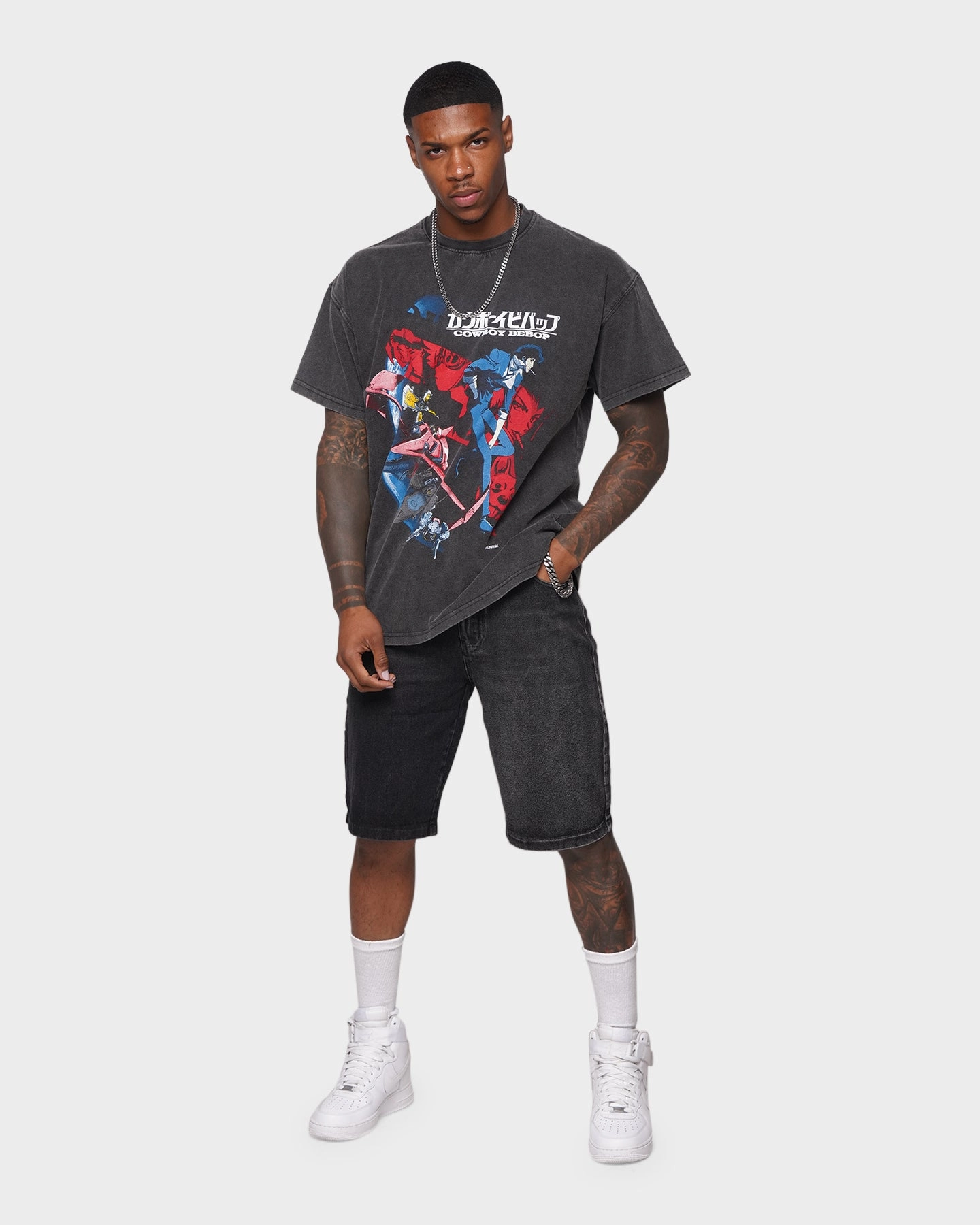 Pocket Reinforcement XXIII Ricardo Two Tone Denim Shorts Black