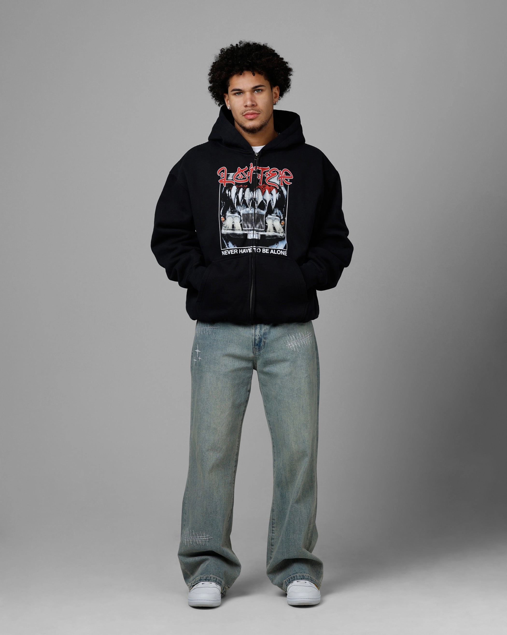 Loiter Always And Forever Zip Hoodie Black Warm Shield Chance