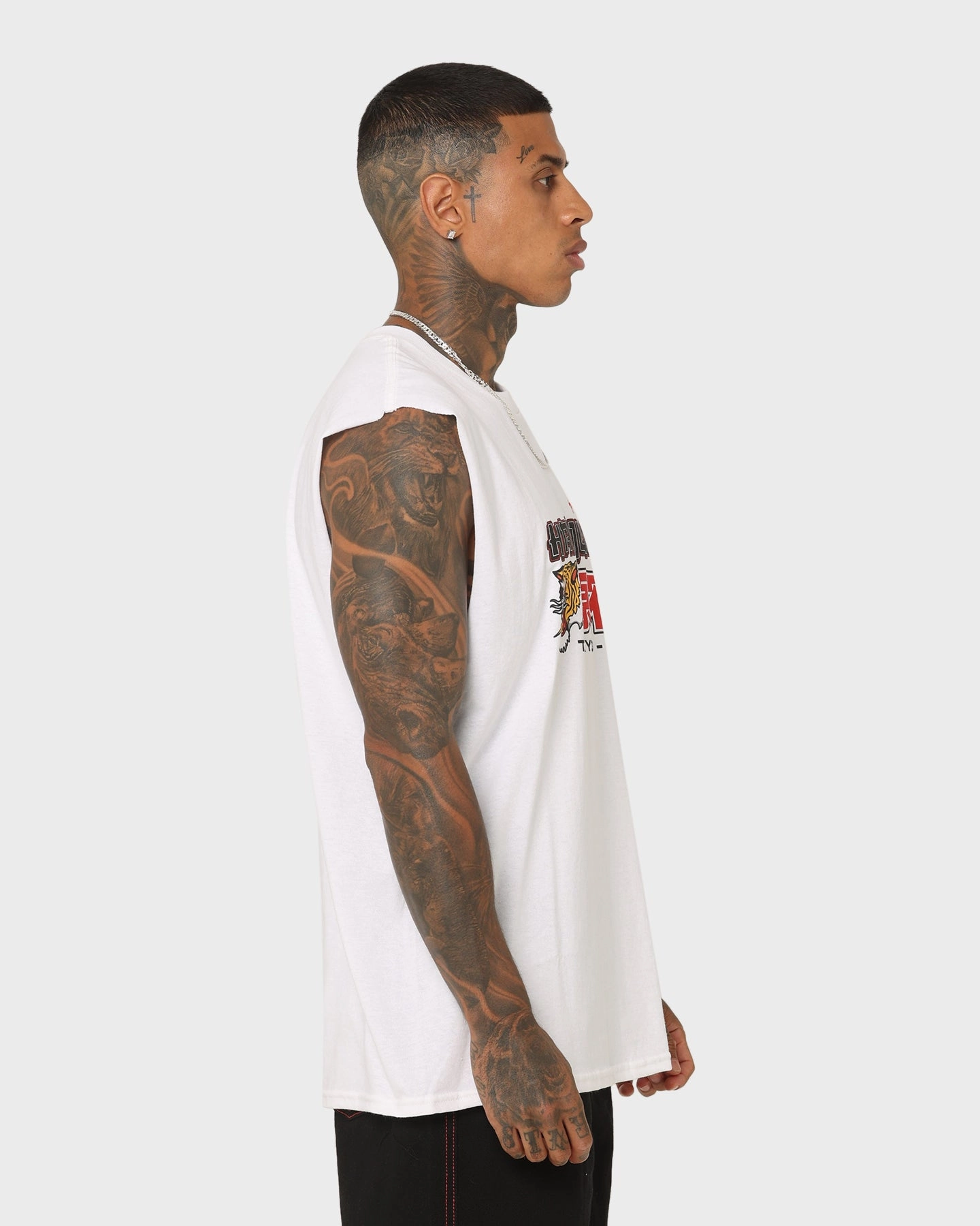 Goat Crew Harajuku Muscle T-Shirt White Subtle Details Sleek Fit