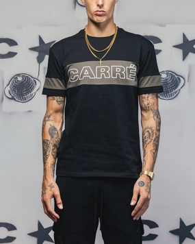 Carre Bars T-Shirt Black/Khaki Non Irritating Tags