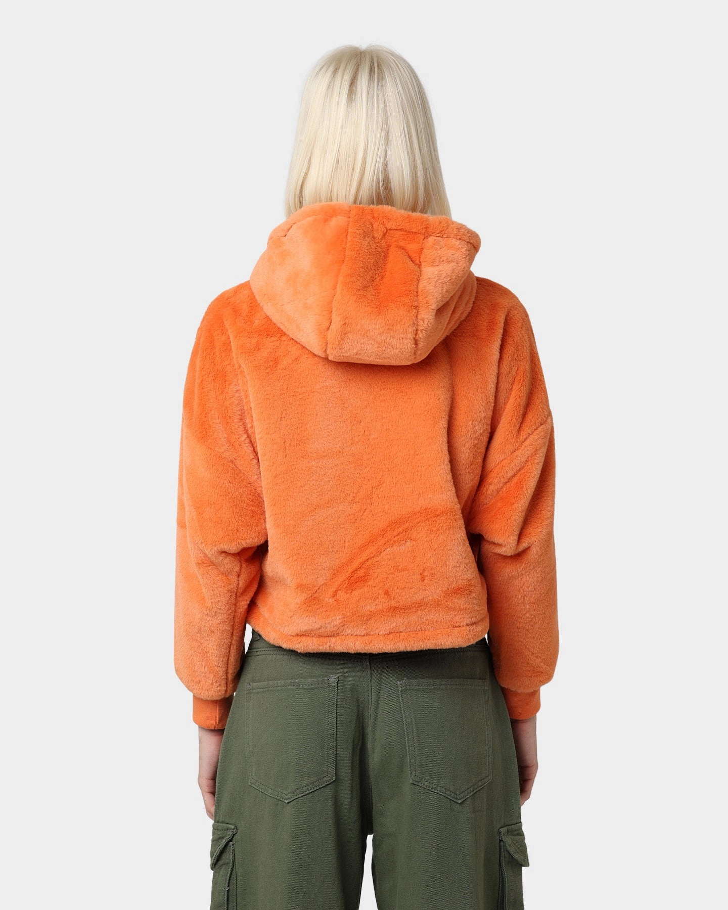 Zippered Vents FoldableDesign Karl Kani Varsity Plush Oversized Hoodie Orange