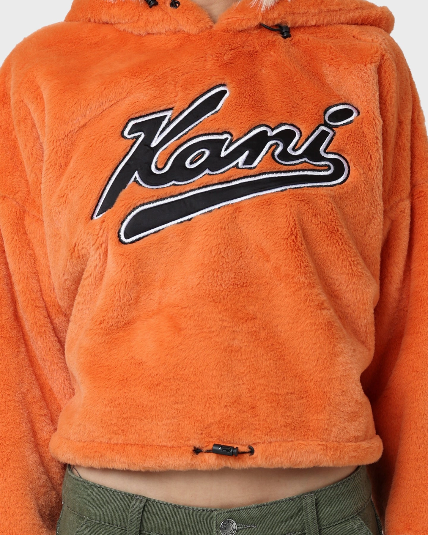 Karl Kani Varsity Plush Oversized Hoodie Orange GloveFriendly Cuff Design