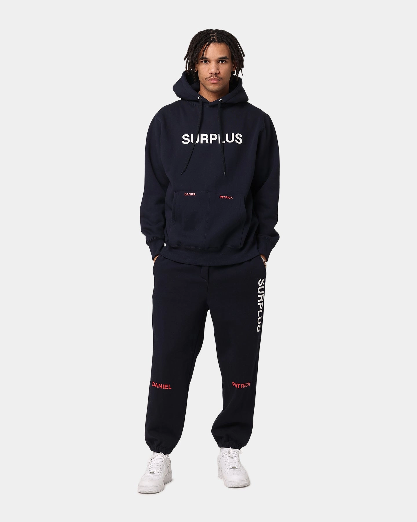 Daniel Patrick Surplus Logo Hoodie Navy/Cream/Red Breathable mesh lining Temperature Regulating