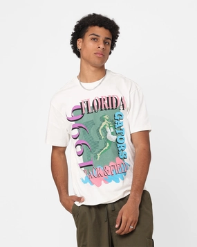 Classic Cut Breezy Comfort National Collegiate Athletic Association Florida Gators Track & Field T-Shirt Vintage White