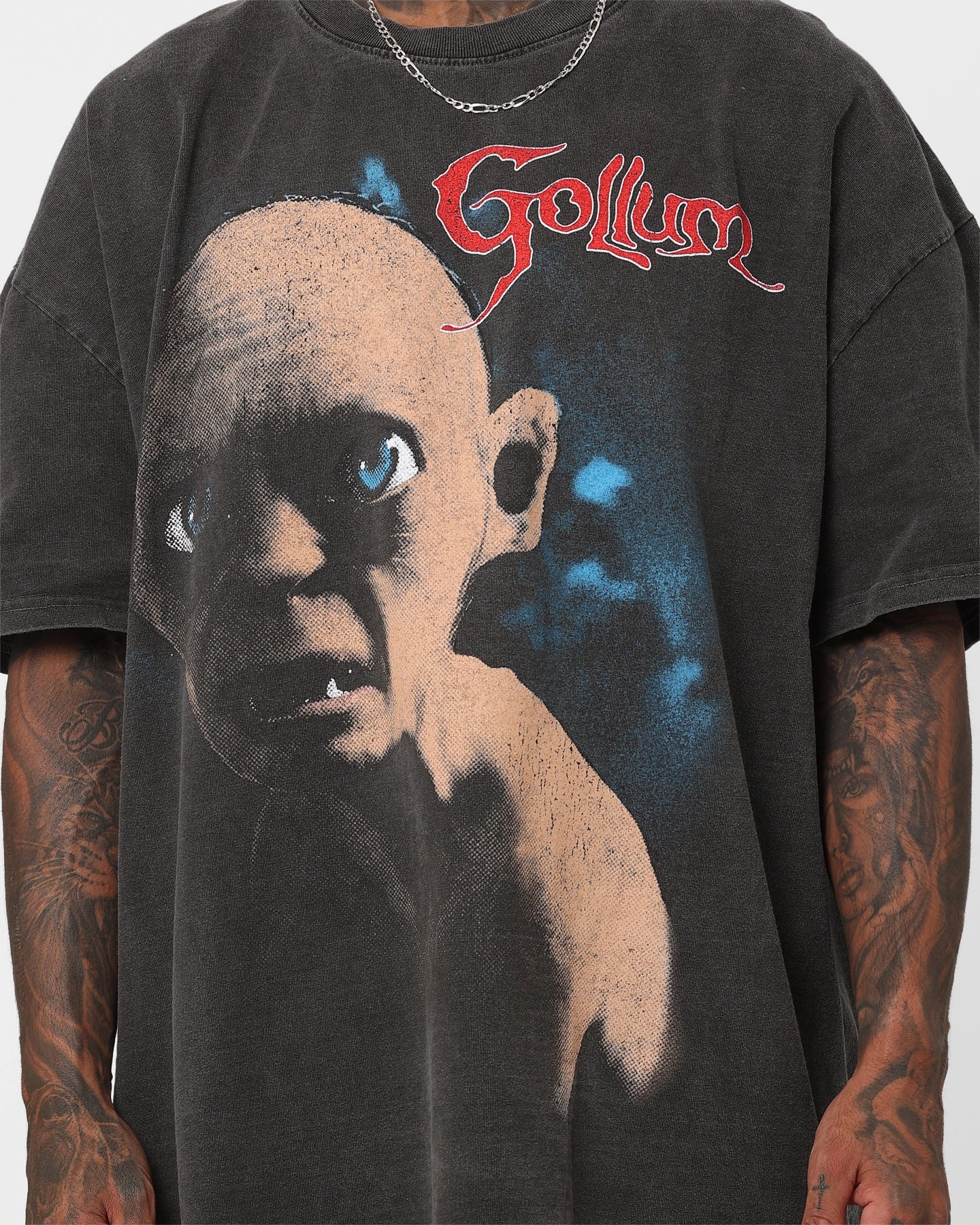 American Thrift X The Lord of The Rings Heavyweight Gollum Vintage T-Shirt Black Wash Multi Directional Stretch