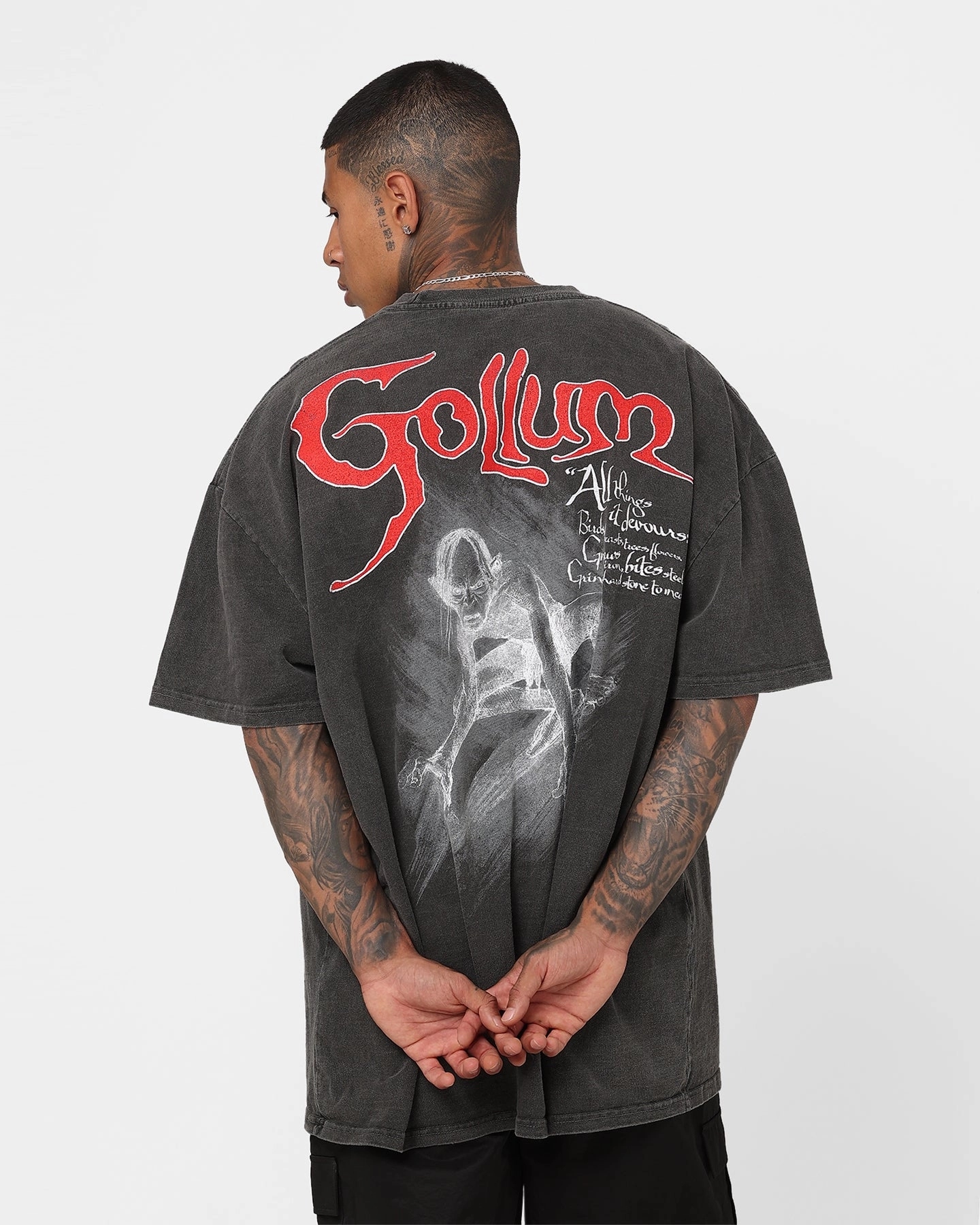 American Thrift X The Lord of The Rings Heavyweight Gollum Vintage T-Shirt Black Wash Wrinkle Resistant Quick Dry Technology