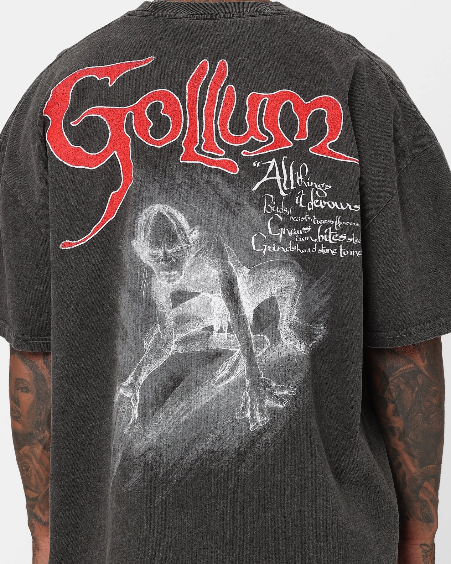 Abrasion Resistant Fabric Flexible Collar American Thrift X The Lord of The Rings Heavyweight Gollum Vintage T-Shirt Black Wash