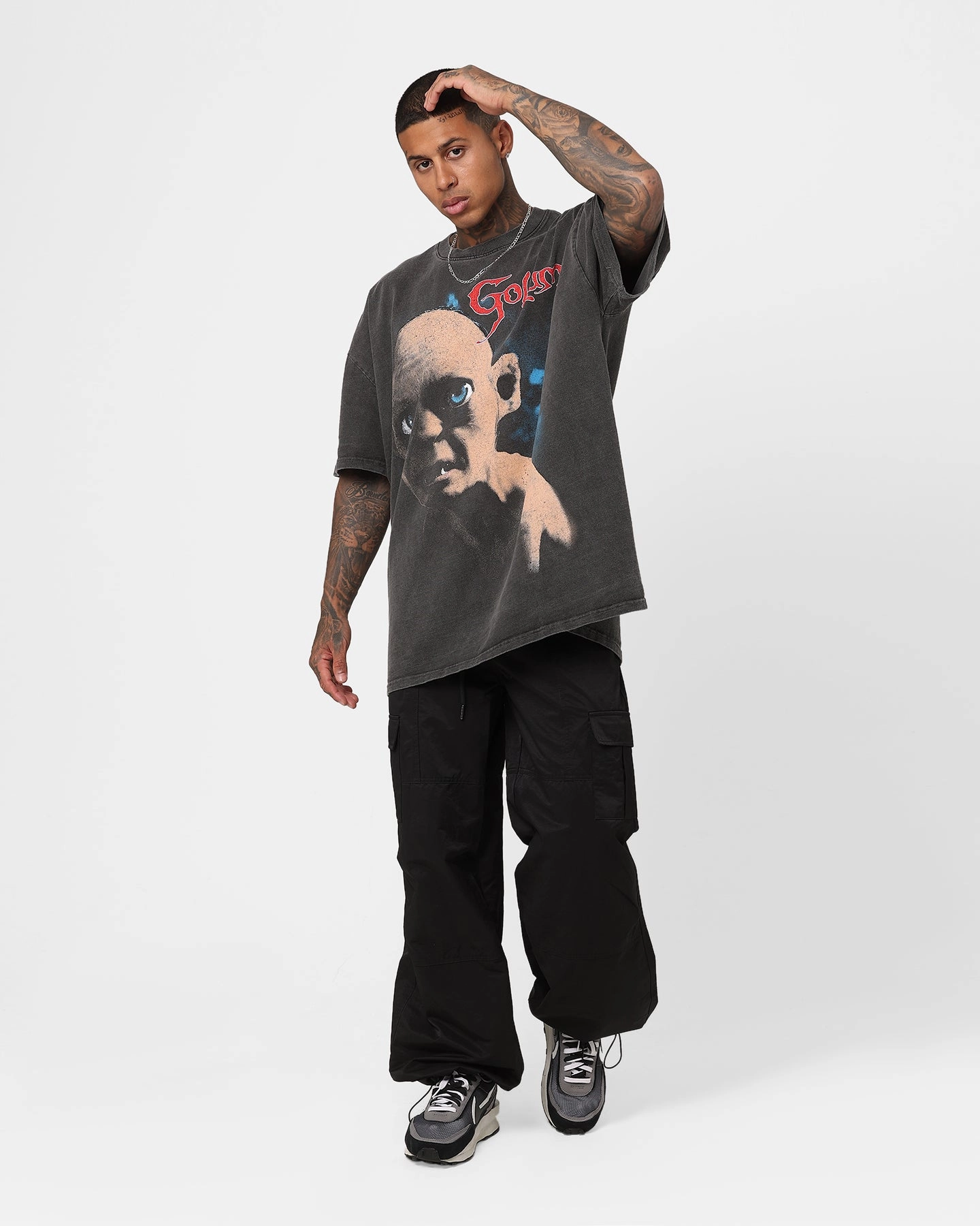 Soft Wearable American Thrift X The Lord of The Rings Heavyweight Gollum Vintage T-Shirt Black Wash