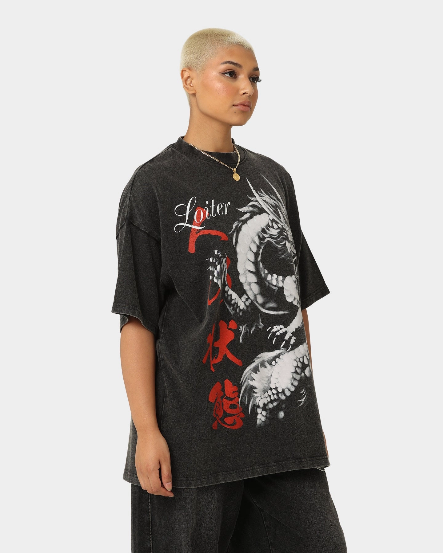 Loiter Dynasty T-Shirt Vintage Black Fun and Playful