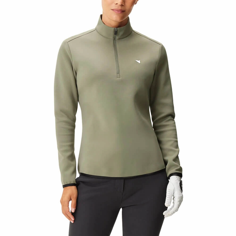Macade Jade Therma Quarter Zip Golf Pullover Olive Green - SS25 Women Anti Pilling Texture
