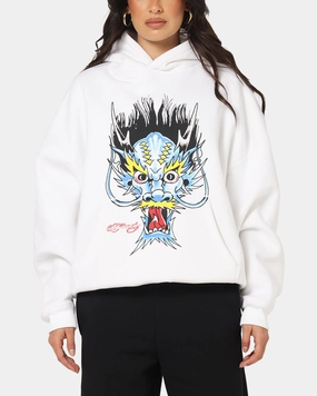 Ed Hardy Blue Dragon Hoodie White Collarless