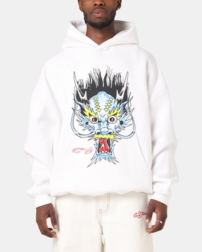 Interactive Minimal Cool Ed Hardy Blue Dragon Hoodie White