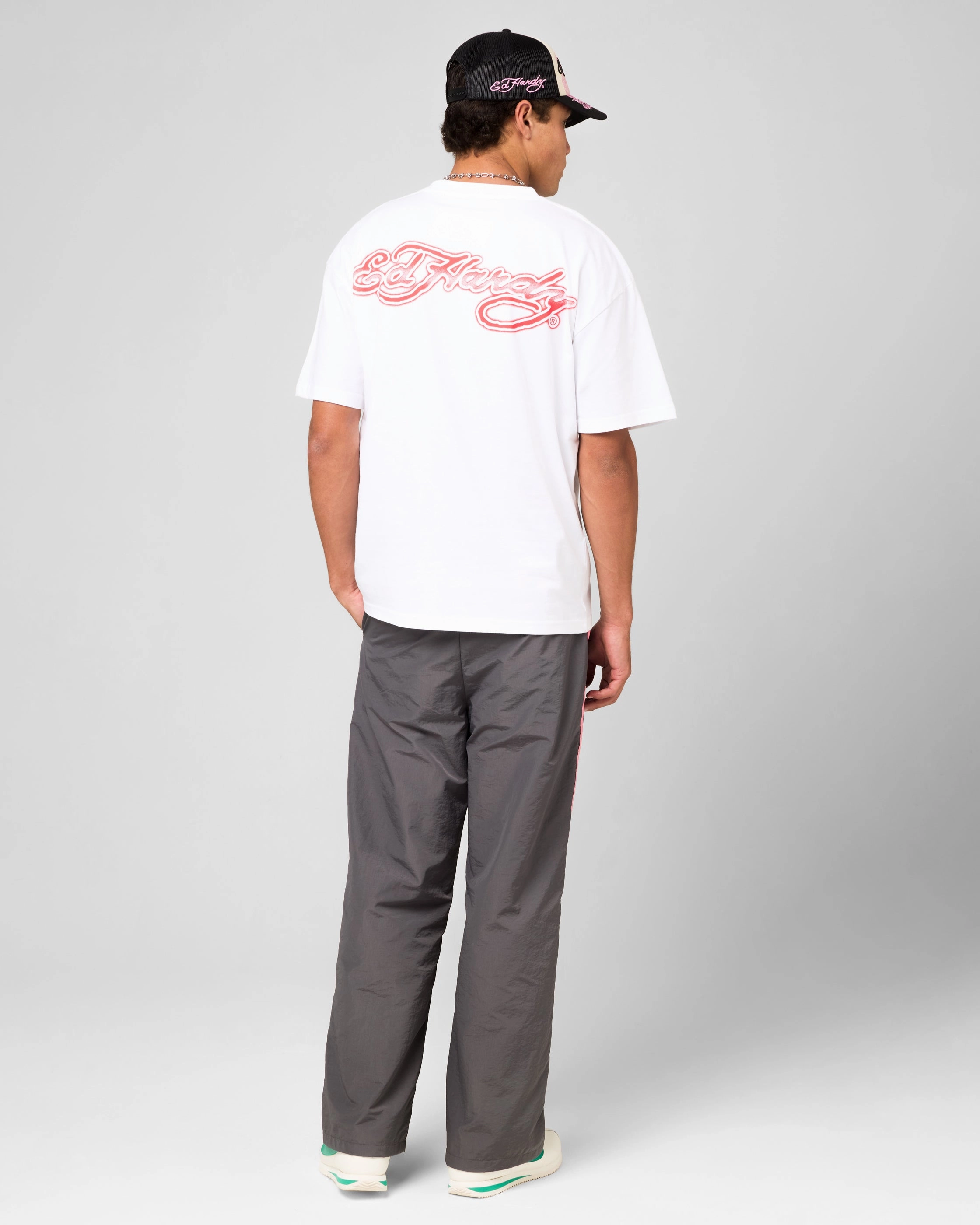 Set In Sleeve Effortless Comfort Ed Hardy Blue Dragon T-Shirt White
