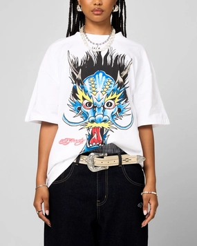 Weekend Essential Ed Hardy Blue Dragon T-Shirt White