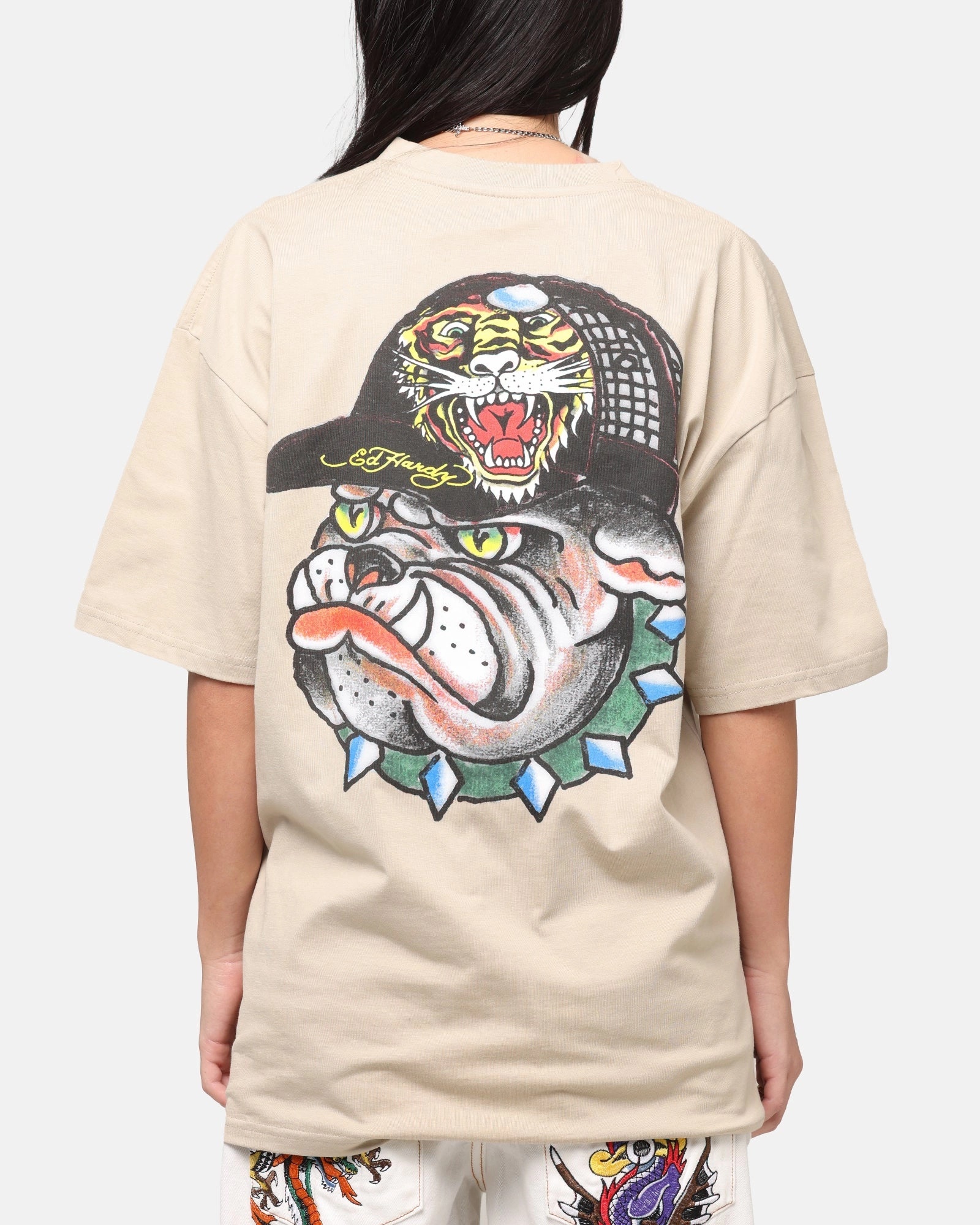 Ed Hardy Bulldog T-Shirt Stone Athletic Fit
