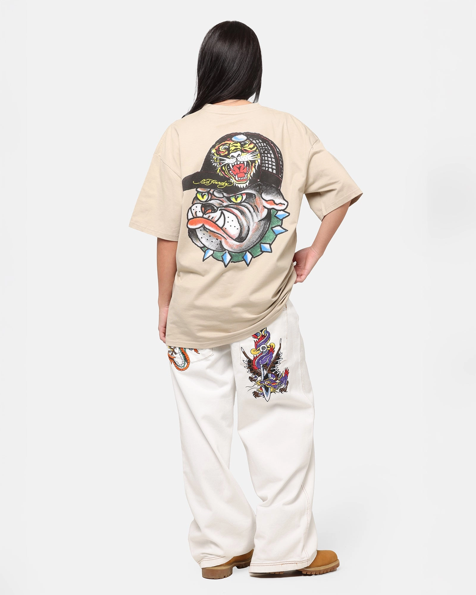 Ed Hardy Bulldog T-Shirt Stone Soft and Flexible ethical