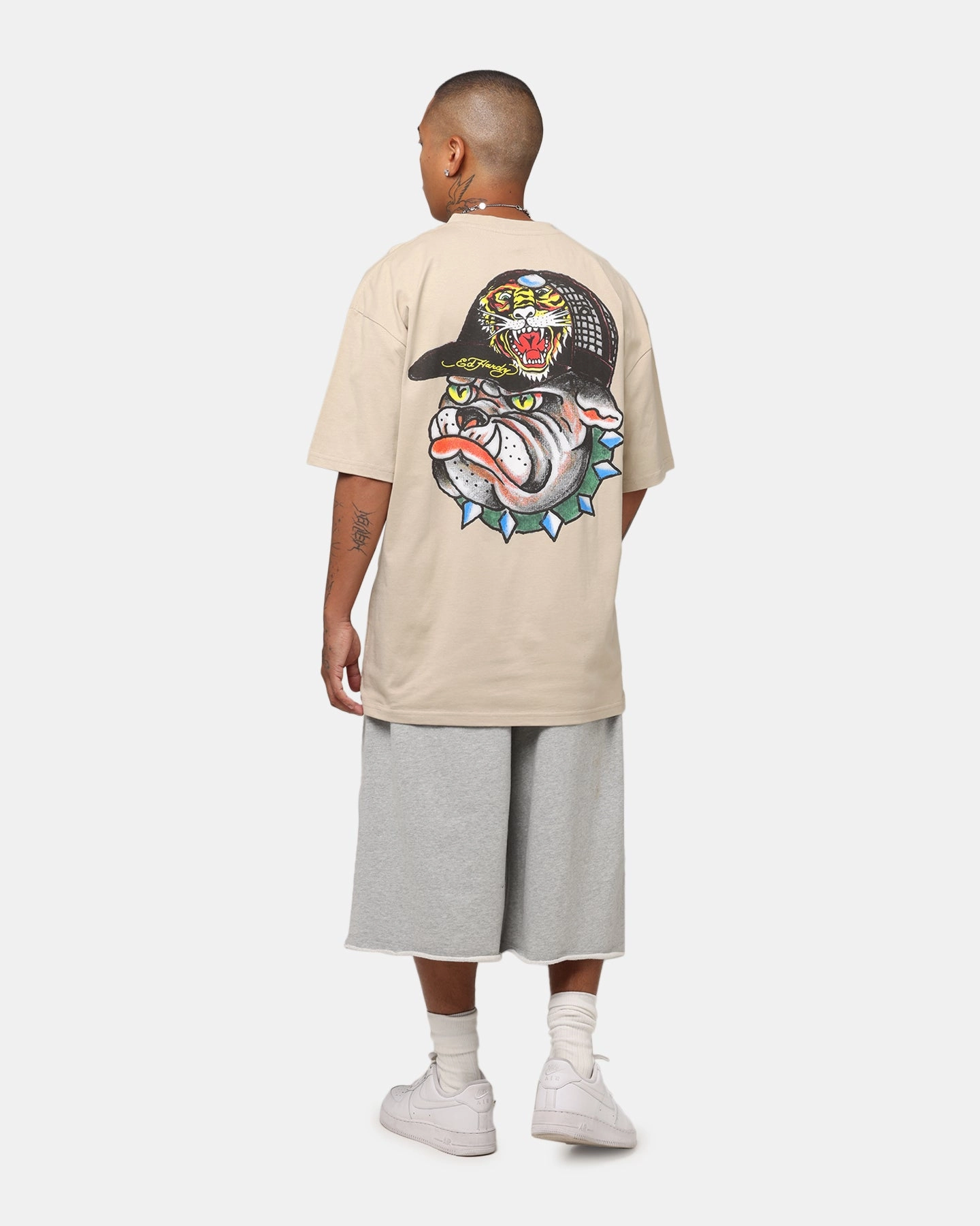 Ed Hardy Bulldog T-Shirt Stone Streetwear Style