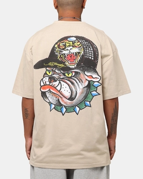 Structured silhouette Ed Hardy Bulldog T-Shirt Stone