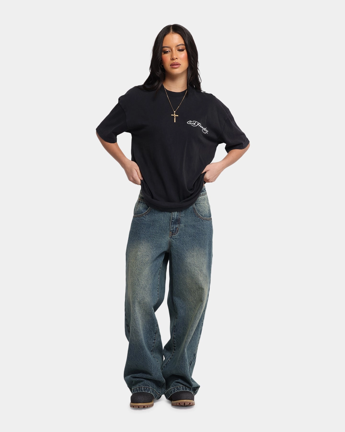 ComfortFirst Ed Hardy Catcher T-Shirt Black Acidwash