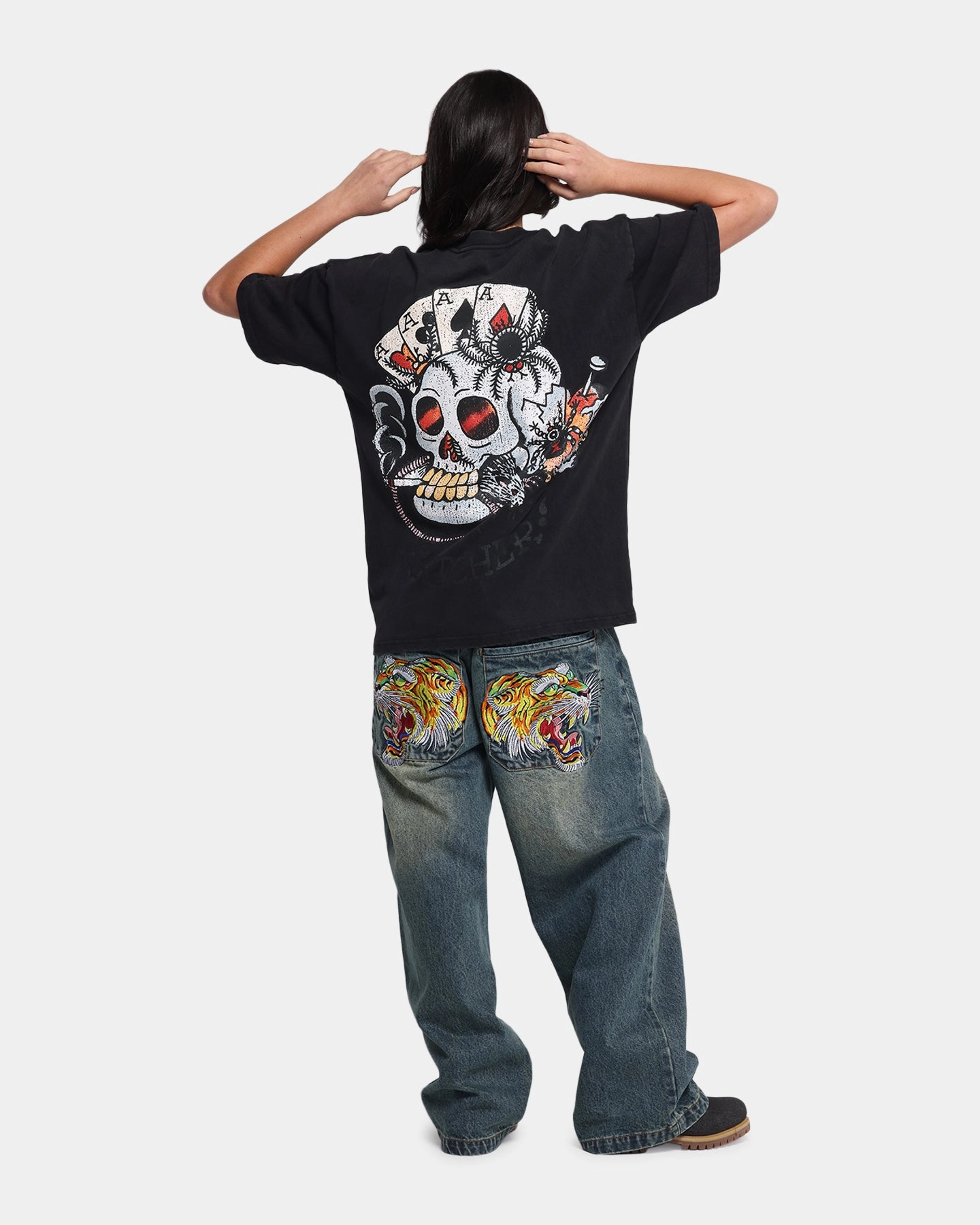 Casual Must-Have Ed Hardy Catcher T-Shirt Black Acidwash