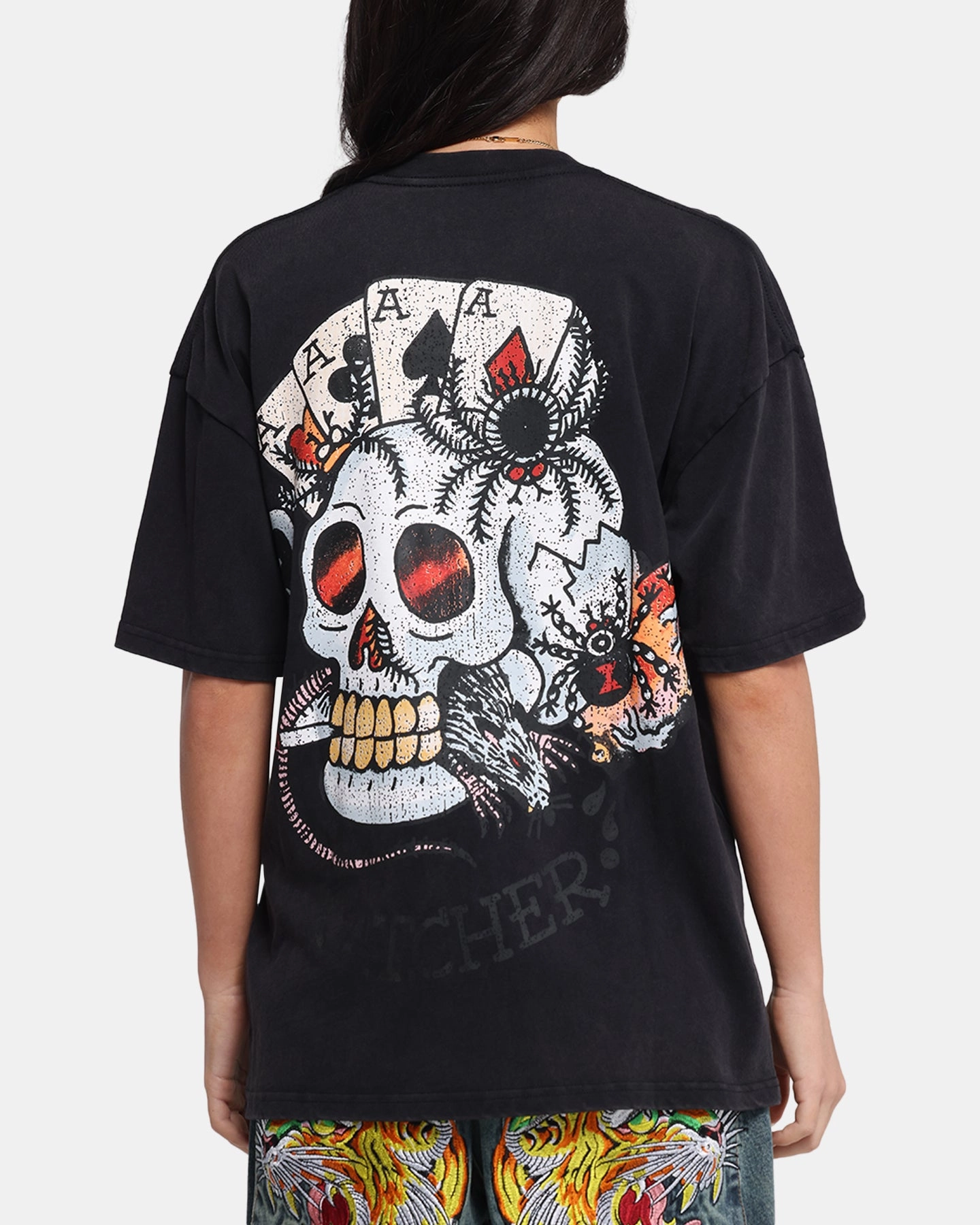 Chilly Day Wear Ed Hardy Catcher T-Shirt Black Acidwash