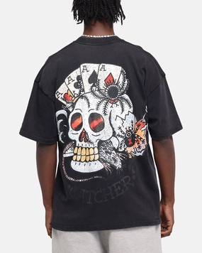 Ed Hardy Catcher T-Shirt Black Acidwash Ultimate Fit Bold colors
