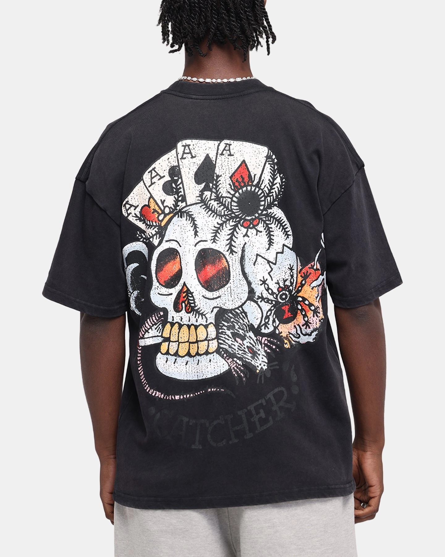 Ed Hardy Catcher T-Shirt Black Acidwash Ultimate Fit Bold colors
