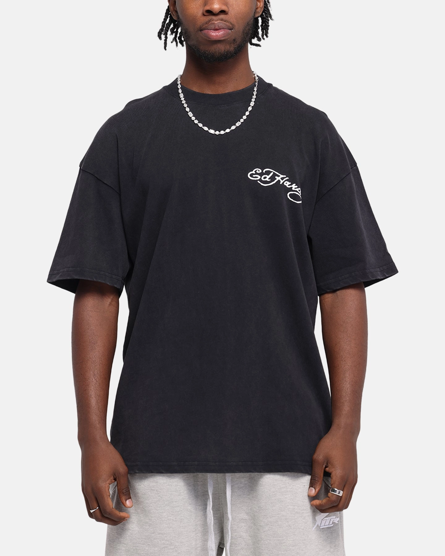 Ed Hardy Catcher T-Shirt Black Acidwash AllSeasonWear Versatile Fit