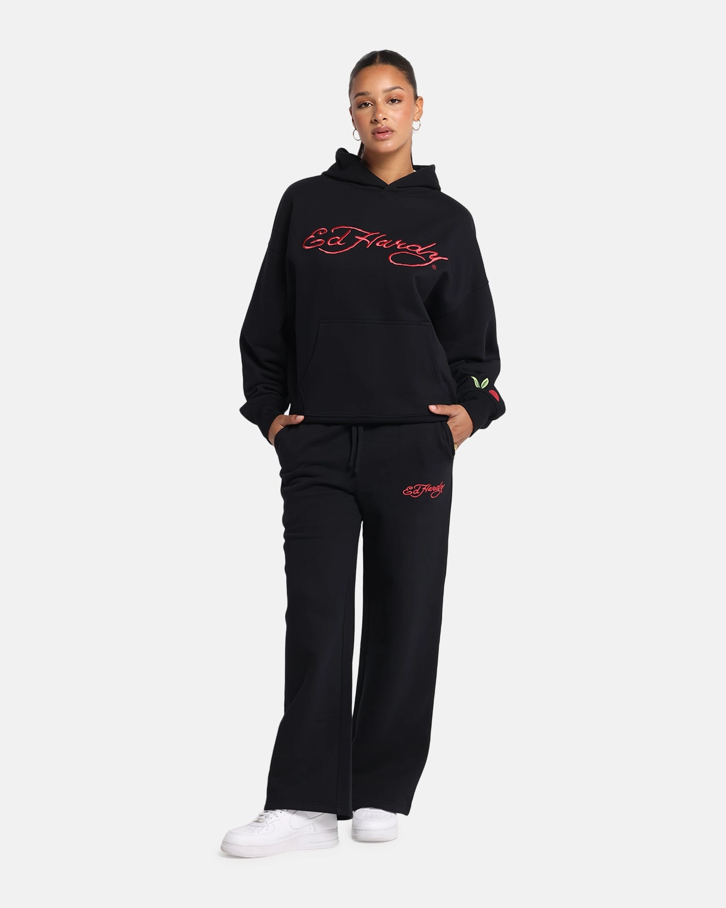 Reinforced Pockets Ed Hardy Cherry Trackpants Black