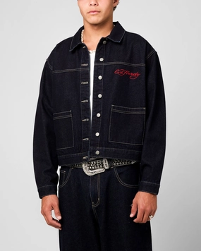 Moisture Wicking Layer Ed Hardy Coach Denim Jacket Raw Indigo
