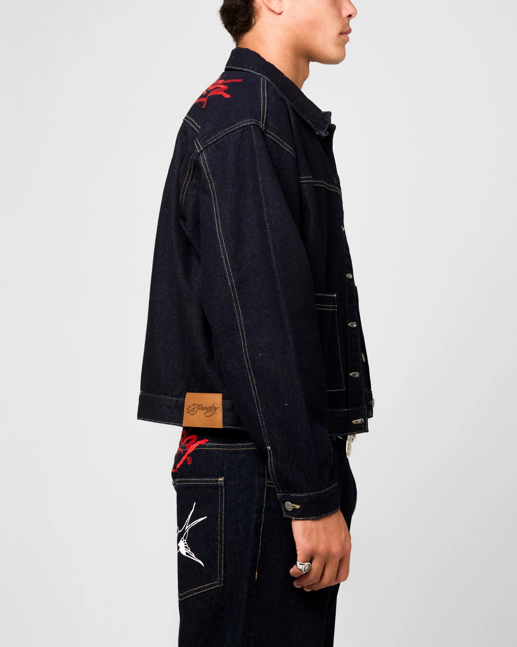 Bestseller High-Tech Fabric Ed Hardy Coach Denim Jacket Raw Indigo