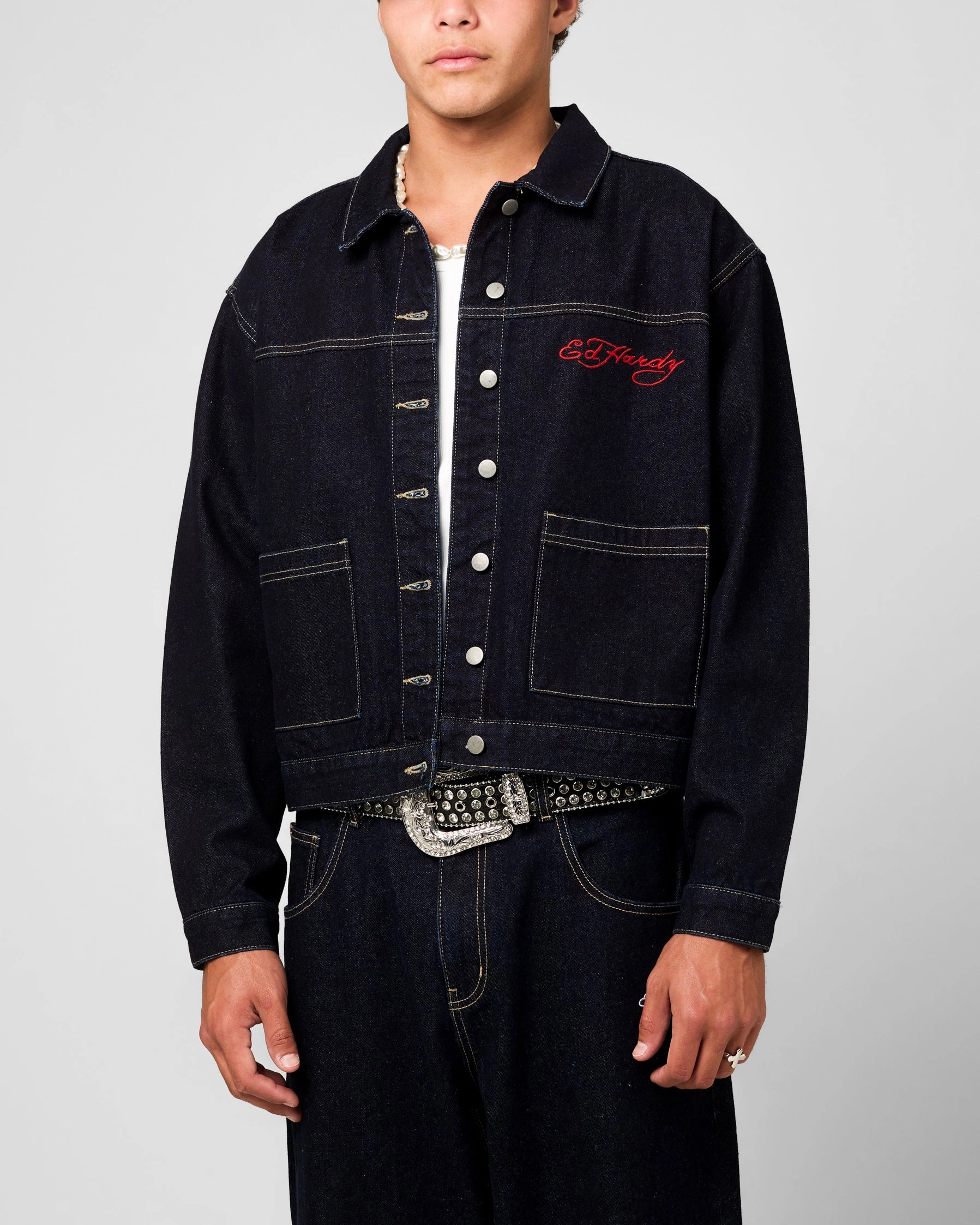 Moisture Wicking Layer Ed Hardy Coach Denim Jacket Raw Indigo