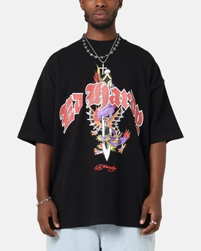 Ed Hardy Dagger Rhinestone Crop T-Shirt Black Stylish Look