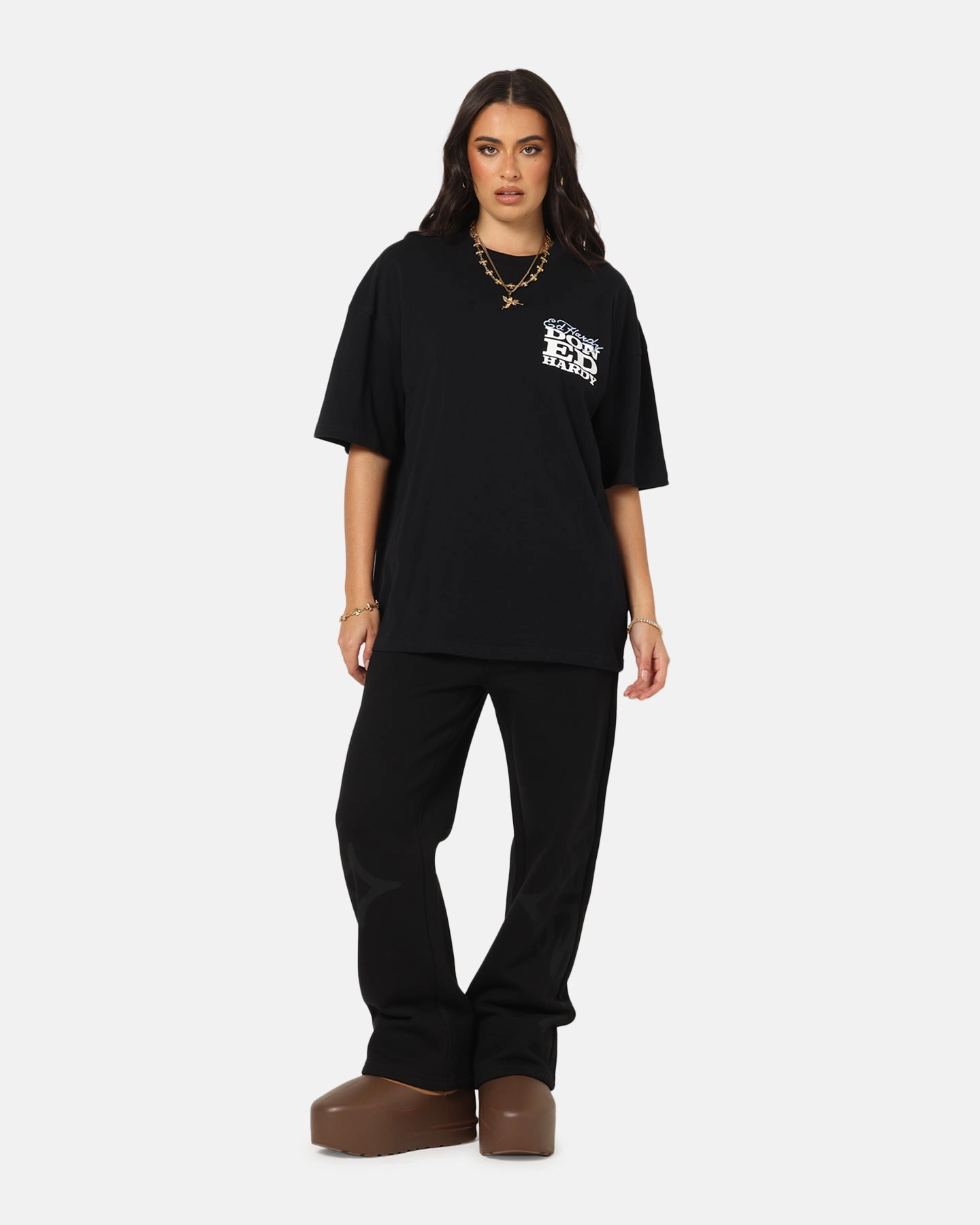 Classic Layering Ed Hardy Death & Bloom T-Shirt Black