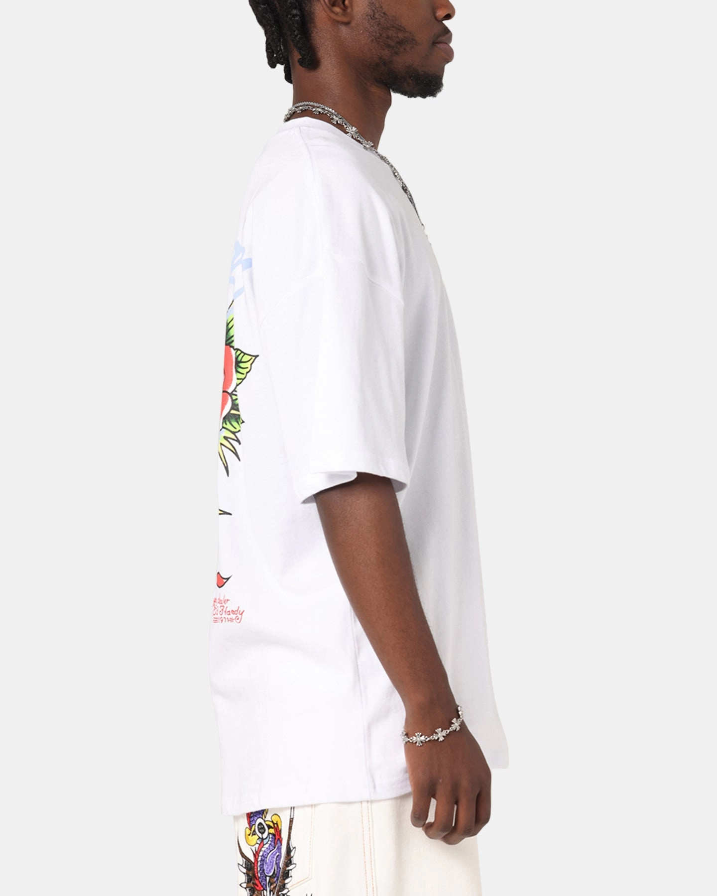 Ed Hardy Death & Bloom T-Shirt White Stretchable Fabric Simple yet stylish