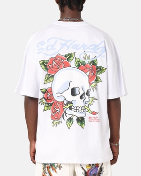 Casual and Soft Breezy Comfort Ed Hardy Death & Bloom T-Shirt White