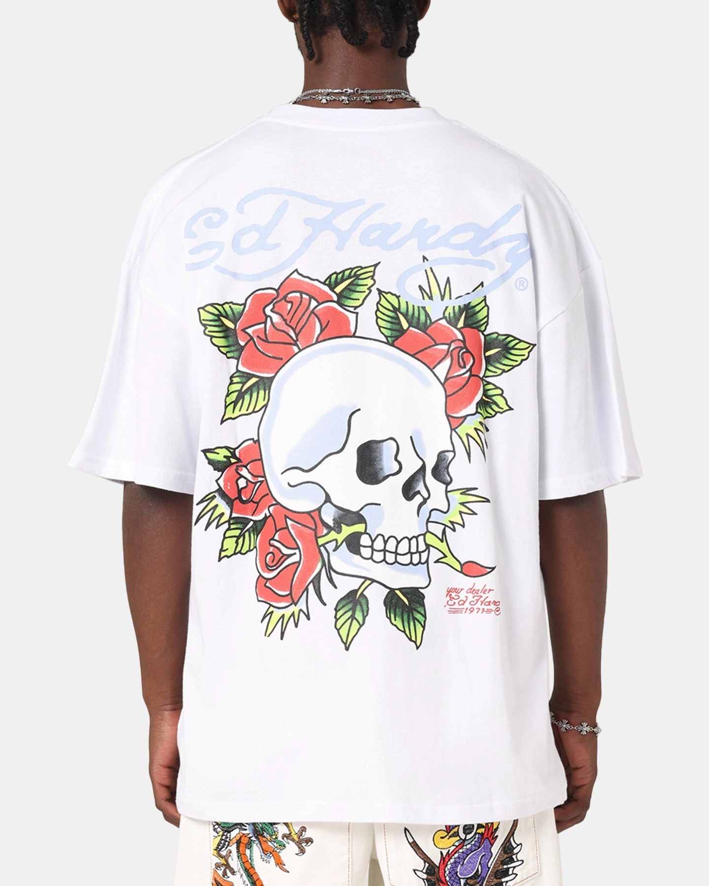 Casual and Soft Breezy Comfort Ed Hardy Death & Bloom T-Shirt White