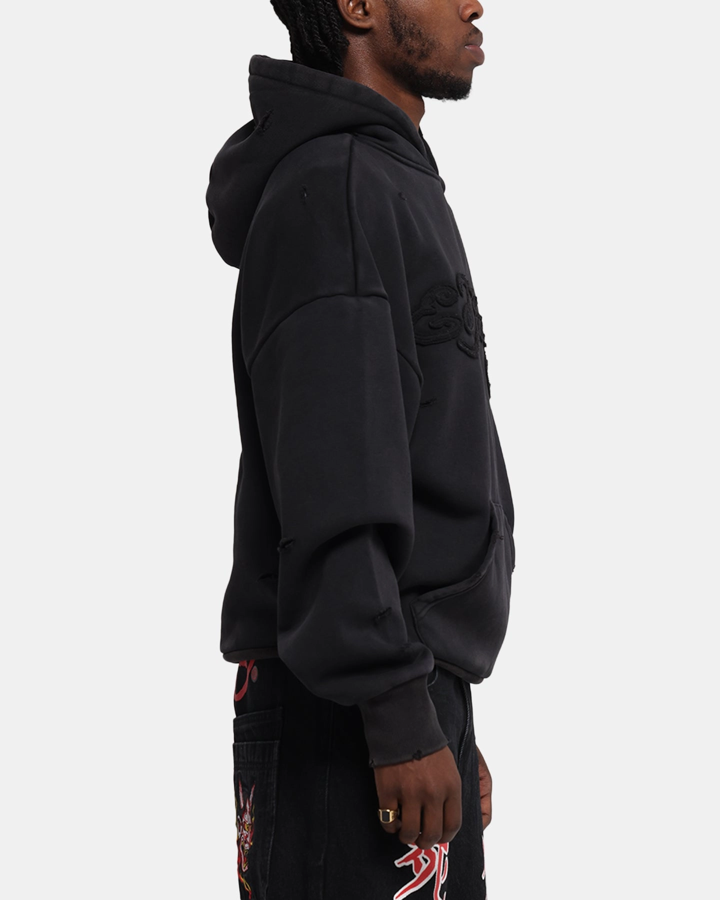 Ed Hardy Distressed Hoodie Black radar detection