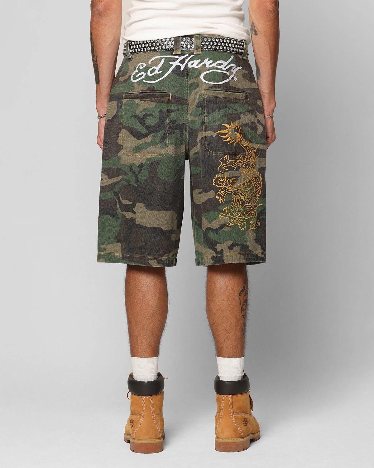 Flexible Cut Ed Hardy Dragon Jorts Camo