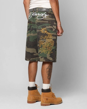 Tagless Labeling Ed Hardy Dragon Jorts Camo