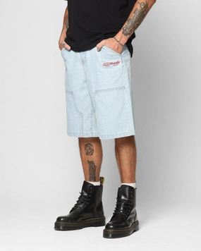 Ed Hardy Dragon Jorts Light Blue Easy Care Material
