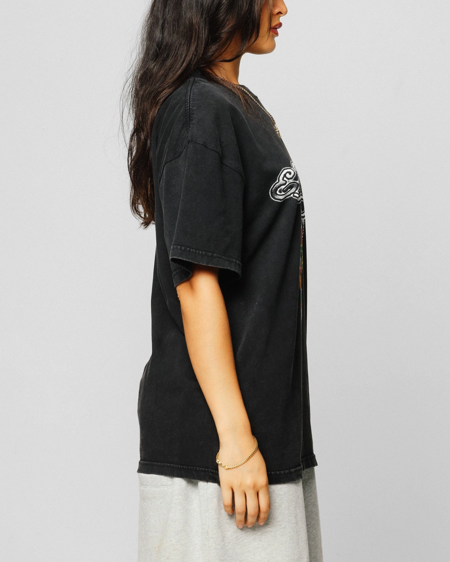Ed Hardy Dragon Logo T-Shirt Black Acidwash NonRestrictiveCut Layered Look Wear