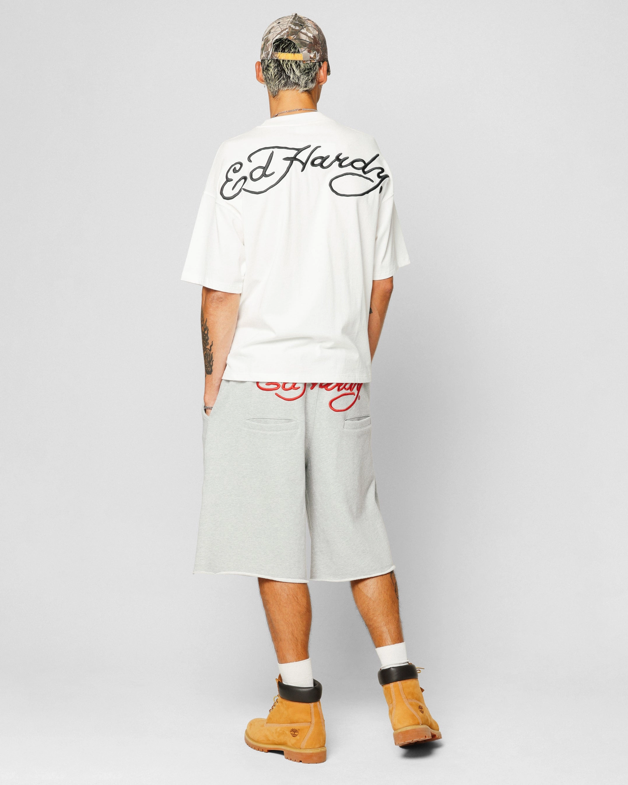 Soft Fabric Ed Hardy Dragon Oversized T-Shirt Off White