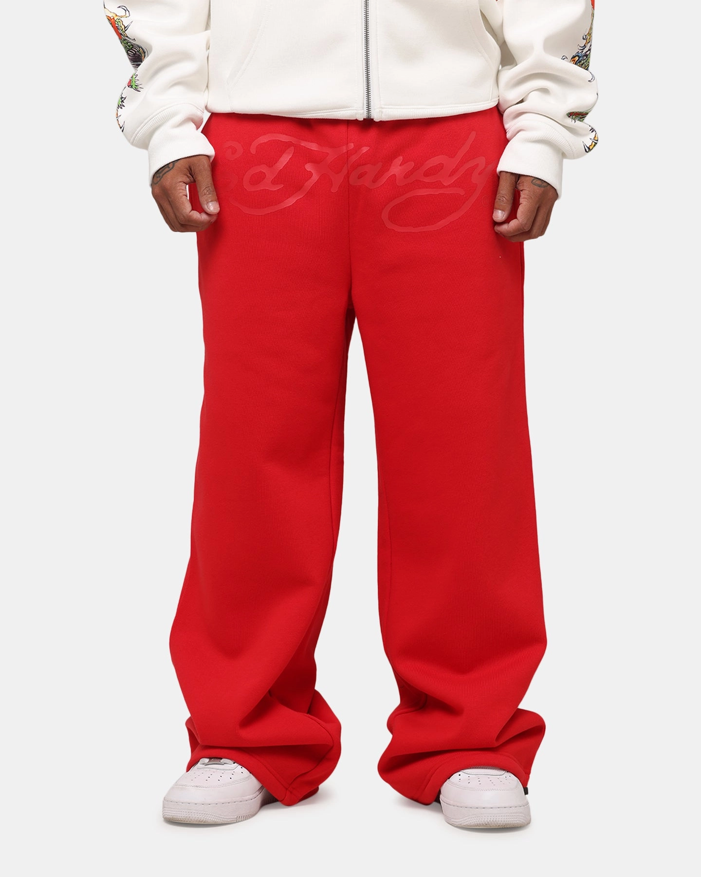 Slim Silhouette Ed Hardy Dragon Trackpants Red